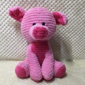 Walmart Light and Hot Pink Corduroy Style Plush Ribbed Pig Stuffed Animal Toy
